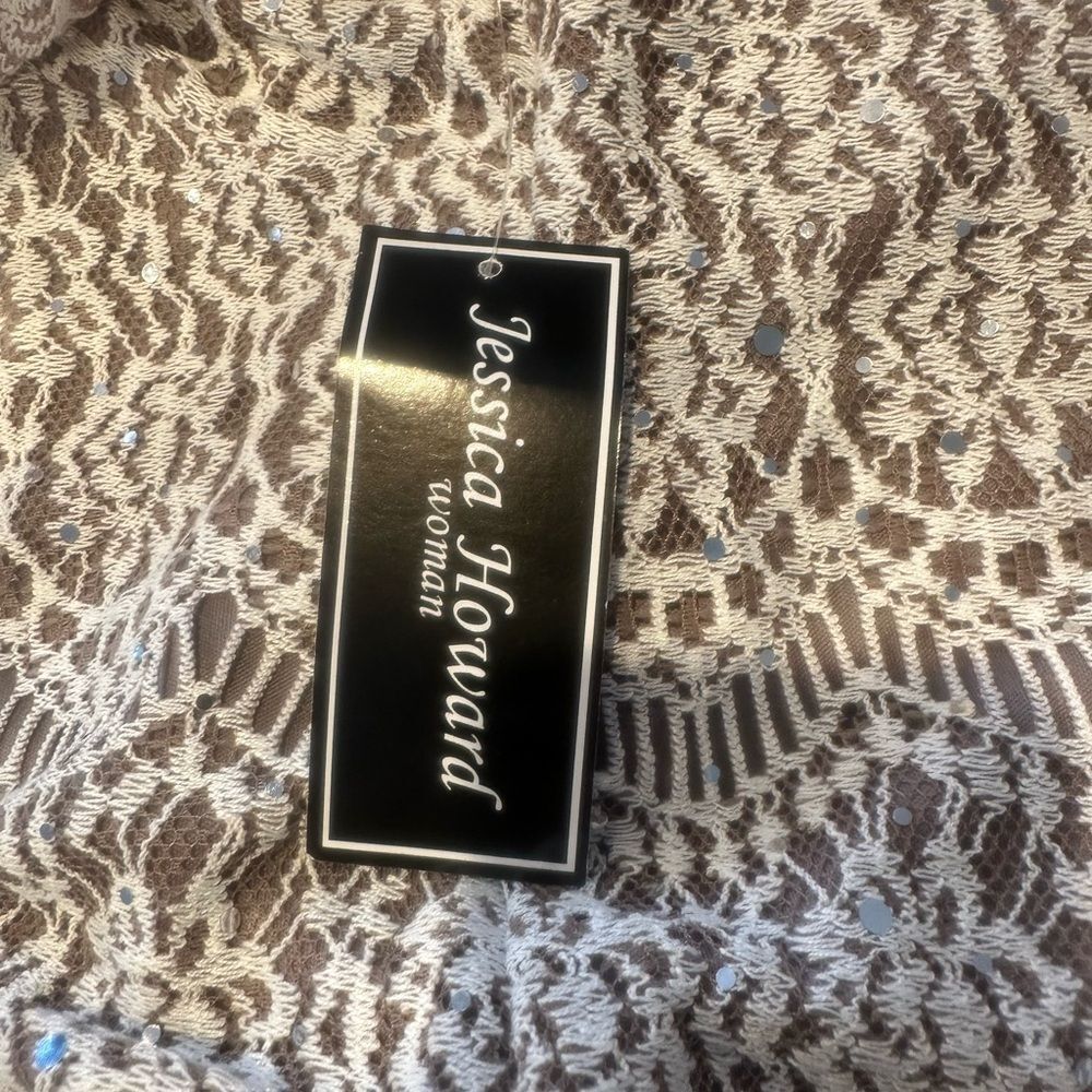 BRAND NEW WITH TAG! Jessica Howard Cream & Brown Lace Sheath Dress Size 14W - Picture 9 of 14